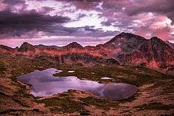 a sunset over Pirin