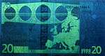 20 euro note under UV light (Reverse)