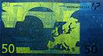 50 euro note under UV light (Reverse)