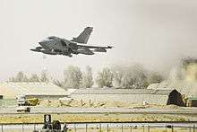 Photograph of a Tornado taking off from an Airfield in Afghanistan