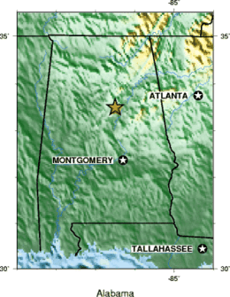 Map showing epicenter of the earthquake and major cities near it.