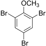 Skeletal formula of 2,4,6-tribromoanisole