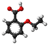 Ball-and-stick model of the 2-ethoxybenzoic acid molecule