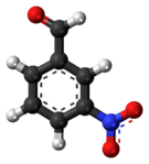 Ball-and-stick model of the 3-nitrobenzaldehyde molecule