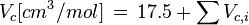 V_c[cm^{3}/mol] \, = \, 17.5 + \sum {V_{c,i}}