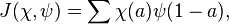  J(\chi,\psi) = \sum \chi(a) \psi(1 - a), \, 