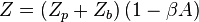 Z=\left(Z_{p}+Z_{b}\right)\left(1-\beta A \right)