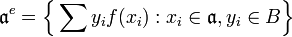 \mathfrak{a}^e = \Big\{ \sum y_if(x_i) : x_i \in \mathfrak{a}, y_i \in B \Big\}