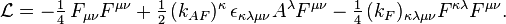  
\mathcal{L} = 
-\textstyle{{1}\over{4}}\,F_{\mu\nu}F^{\mu\nu}
+\textstyle{{1}\over{2}}\,(k_{AF})^\kappa\,\epsilon_{\kappa\lambda\mu\nu}A^\lambda F^{\mu\nu}
-\textstyle{{1}\over{4}}\,(k_F)_{\kappa\lambda\mu\nu}F^{\kappa\lambda}F^{\mu\nu}.
