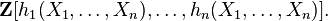 \mathbf Z[h_1(X_1,\ldots,X_n),\ldots,h_n(X_1,\ldots,X_n)].