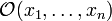 \mathcal{O}(x_1,\ldots,x_n)