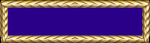 A blue military ribbon with a gold border.