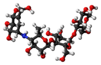 Ball-and-stick model of the acarbose molecule