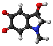 Ball-and-stick model of the adrenochrome molecule