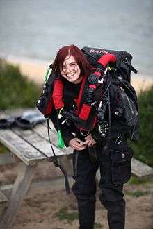 Portrait of Agnes Milowka by James Axford at Melbourne Port Phillip Bay location, 2010.