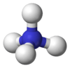 Ball-and-stick model of the ammonium cation