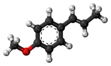 Ball-and-stick model of the anethole molecule