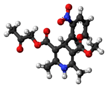 Ball-and-stick model of the aranidipine molecule