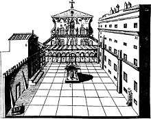 A drawing of the atrium of Old St. Peter's