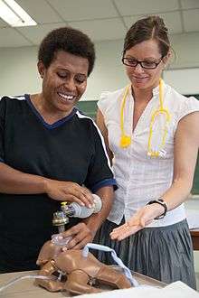  Australian Clinical Midwifery Facilitator Florence West teaches training midwives at the Pacific Adventist University PAU, outskirts of Port Moresby, PNG.