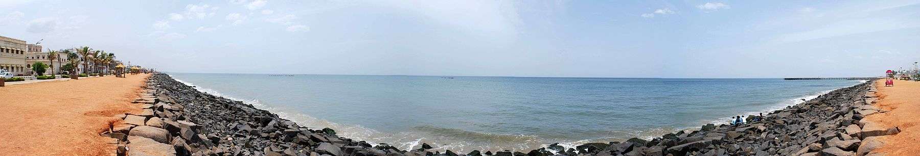 Panorama view of Pondicherry beach