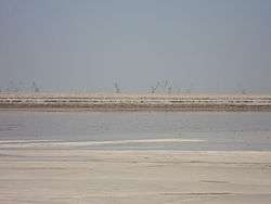 a salt flat extending into the distance