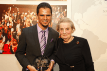 Belabbes Benkredda and Secretary Madeleine Albright during the 2013 NDI Democracy Awards in Washington, DC