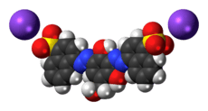 Space-filling models of the ions in Brown HT