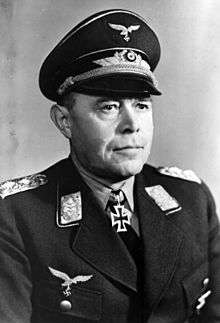 Head-and-shoulders portrait of a uniformed Nazi German air force general in his 50s wearing an Iron Cross