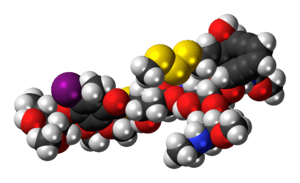 Ball-and-stick model of the Calicheamicin γ1 molecule