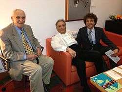 Carmine Marinelli, Zubin Mehta and Anthony Marinelli intermission of Mehta's 50th Anniversary Concert with the LA Phiharmonic at Disney Hall – Thursday, December 13, 2012 – photo by Dante Marinelli