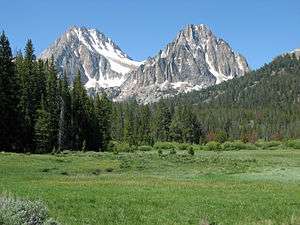 A photo of Castle and Merriam peaks from the west