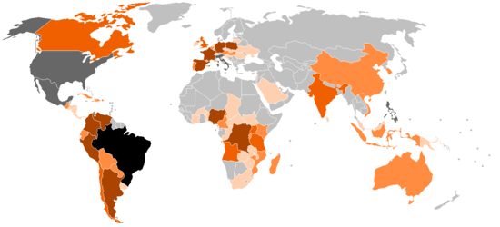 Distribution of Catholics around the world