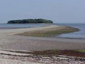 Beach, tombolo and island