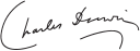 "Charles Darwin", with the surname underlined by a downward curve that mimics the curve of the initial "C"