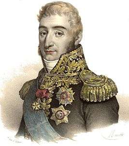 Portrait of Augereau in marshal's uniform with curly hair and long sideburns