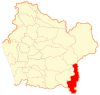 Map of Curarrehue commune in the Araucanía Region