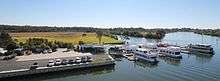 Houseboats moored in a river