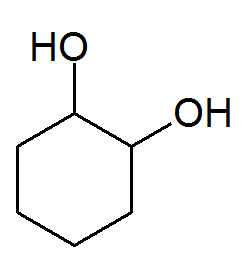 Chemical structure of cyclohexane-1,2-diol.