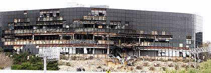 Panorama of a damaged building