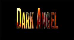 The words "Dark Angel", written in flames against a black background