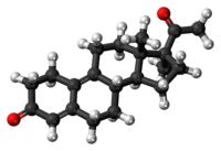 Ball-and-stick model of the demegestone molecule