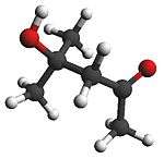 Ball-and-stick model of the diacetone alcohol molecule