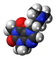 Space-filling model of the dimethazan molecule