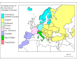 Map of the Diocese in Europe