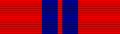 Red ribbon with two dark blue stripes close to the center