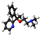 Ball-and-stick model of the doxylamine molecule