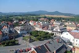 View northwards from Jablonné v Podještědí; Sokol is the peak furthest to the right.