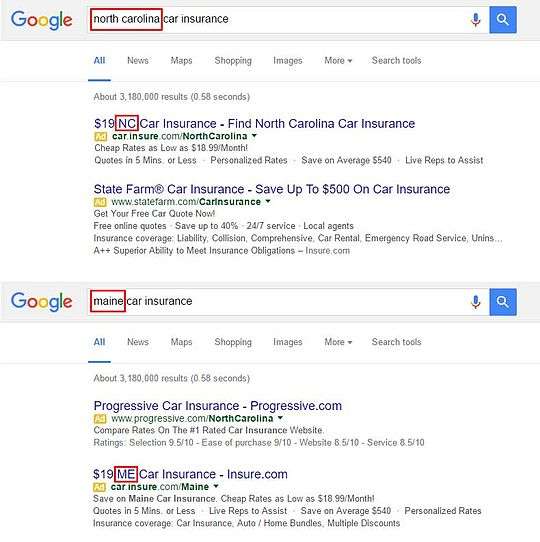 An image of Google AdWords dynamic keyword insertion