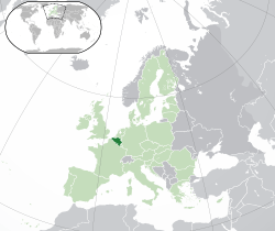 Map showing Belgium in Europe